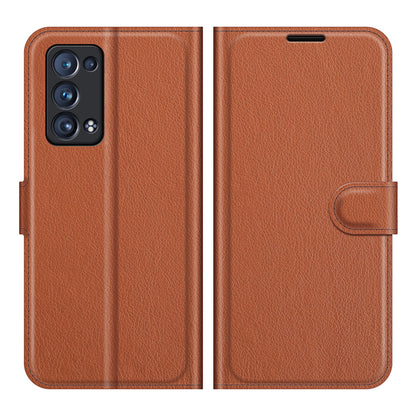 Litchi Texture Leather Wallet Phone Case Protector with Stand for Oppo Reno6 Pro+ 5G/Pro 5G (Snapdragon)