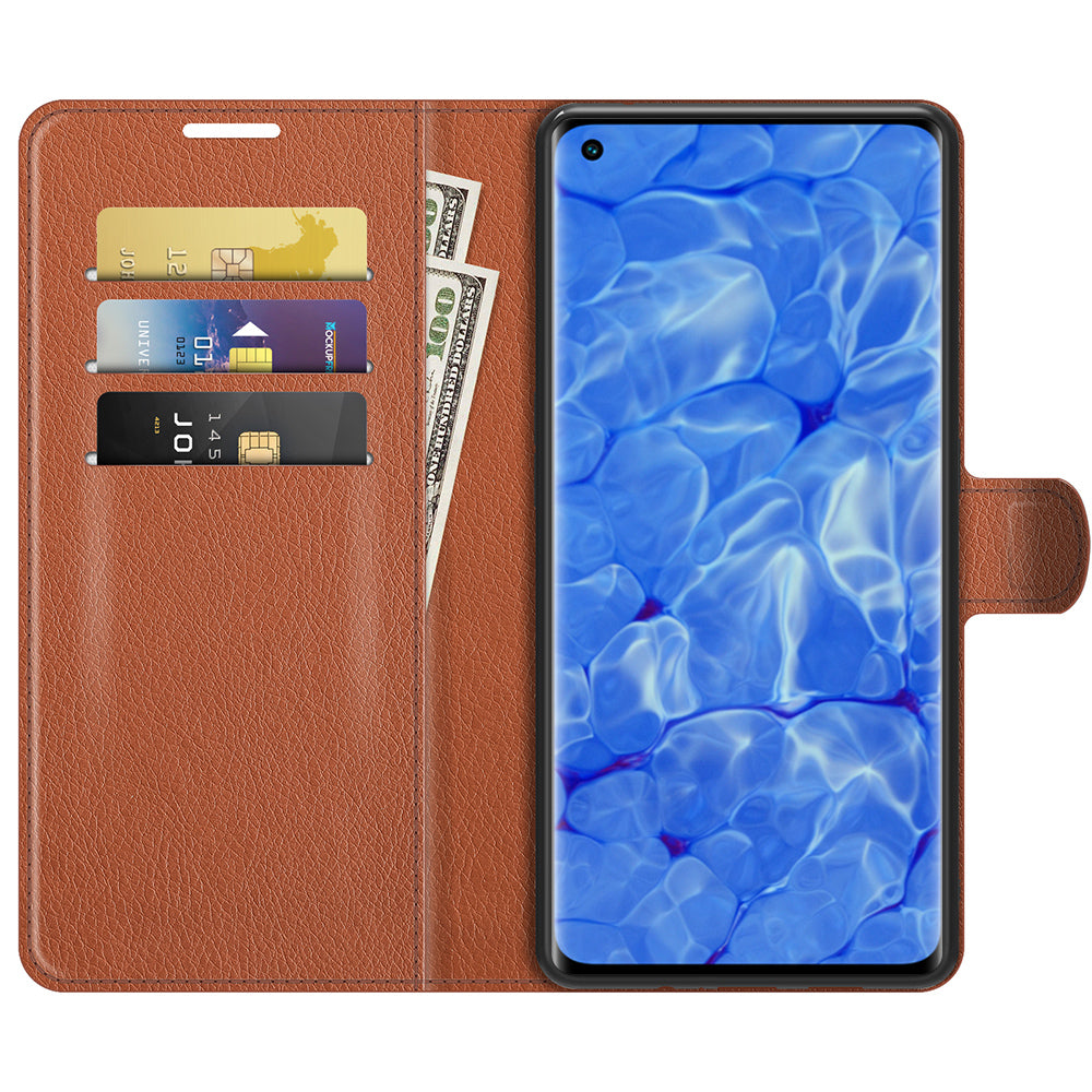 Litchi Texture Leather Wallet Phone Case Protector with Stand for Oppo Reno6 Pro+ 5G/Pro 5G (Snapdragon)