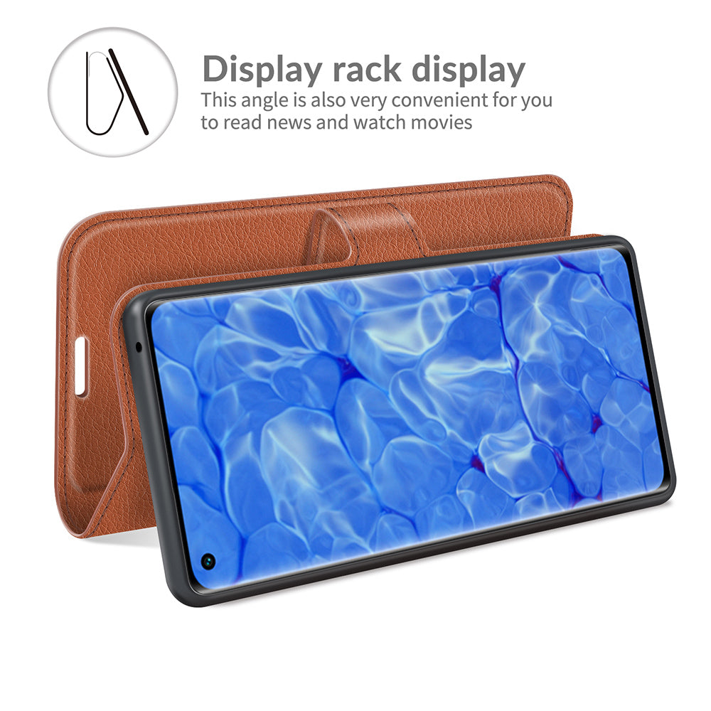 Litchi Texture Leather Wallet Phone Case Protector with Stand for Oppo Reno6 Pro+ 5G/Pro 5G (Snapdragon)