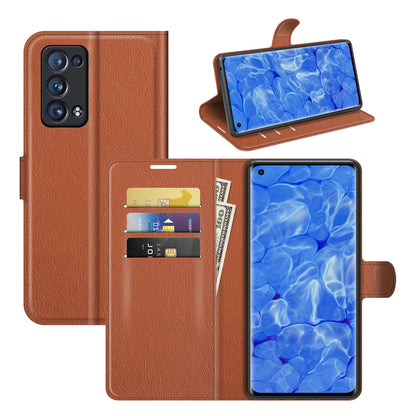 Litchi Texture Leather Wallet Phone Case Protector with Stand for Oppo Reno6 Pro+ 5G/Pro 5G (Snapdragon)