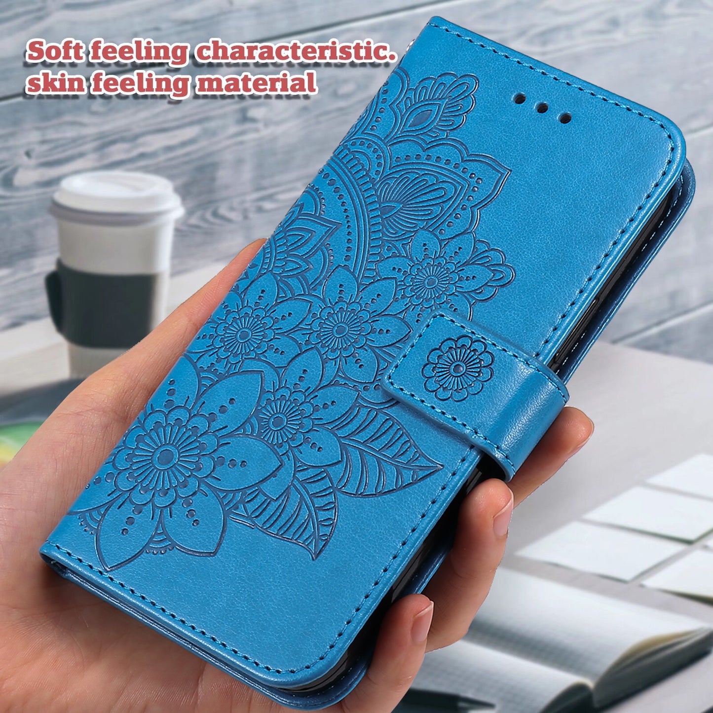 Imprint Flowers Pattern PU Leather Wallet Phone Stand Case with Lanyard for Oppo A94/F19 Pro/Reno5 F/Reno5 Lite