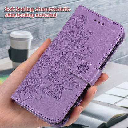 Imprint Flowers Pattern PU Leather Wallet Phone Stand Case with Lanyard for Oppo A94/F19 Pro/Reno5 F/Reno5 Lite