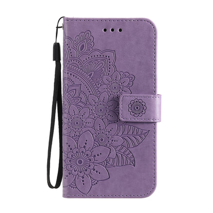 Imprint Flowers Pattern PU Leather Wallet Phone Stand Case with Lanyard for Oppo A94/F19 Pro/Reno5 F/Reno5 Lite