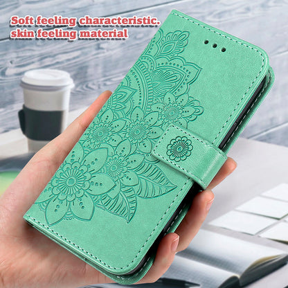 Imprint Flowers Pattern PU Leather Wallet Phone Stand Case with Lanyard for Oppo A94/F19 Pro/Reno5 F/Reno5 Lite