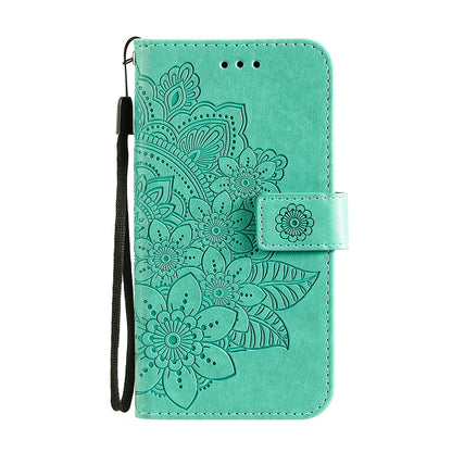 Imprint Flowers Pattern PU Leather Wallet Phone Stand Case with Lanyard for Oppo A94/F19 Pro/Reno5 F/Reno5 Lite