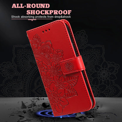 Imprint Flowers Pattern PU Leather Wallet Phone Stand Case with Lanyard for Oppo A94/F19 Pro/Reno5 F/Reno5 Lite