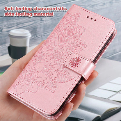 PU Leather Imprint Flowers Pattern Wallet Phone Stand Case with Lanyard for Oppo A93 5G (Chinese Version)/A74 5G/A54 5G