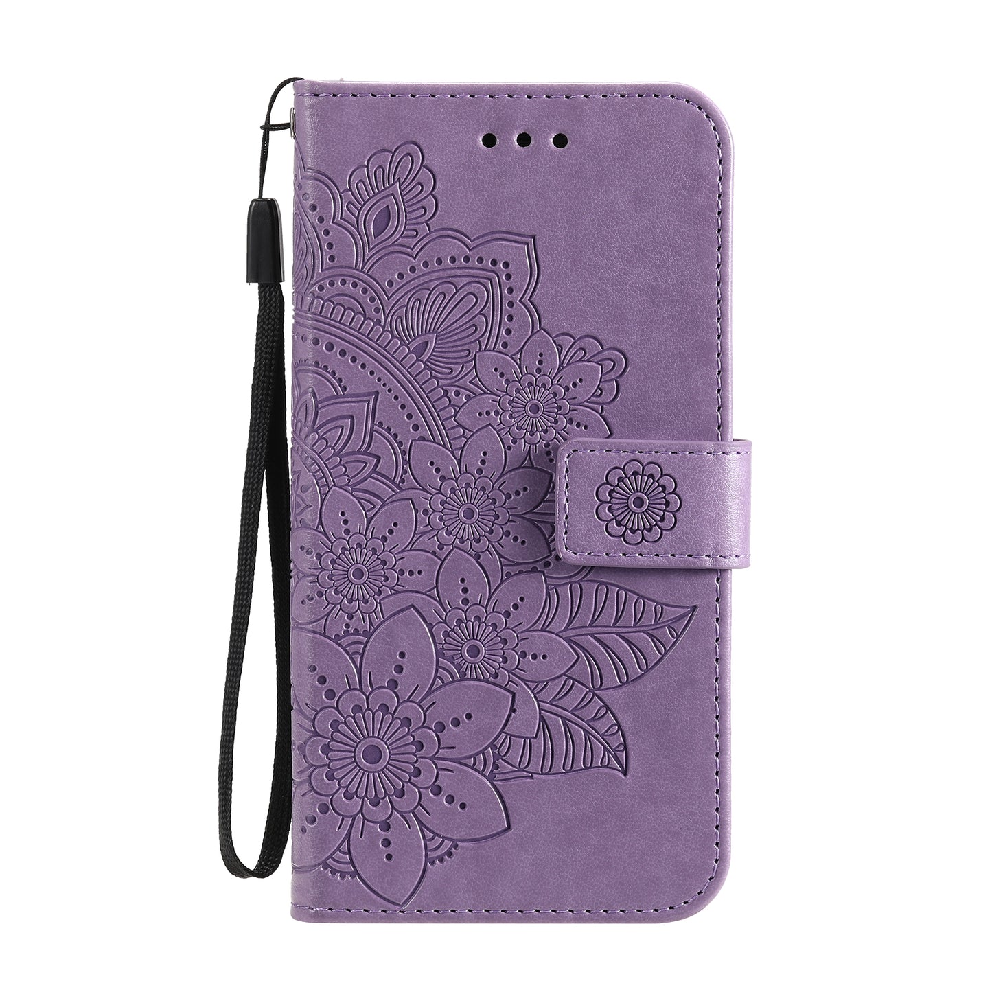 Imprint Flowers Pattern PU Leather Phone Wallet Stand Case with Lanyard for Oppo Find X3 Neo/Reno5 Pro+ 5G