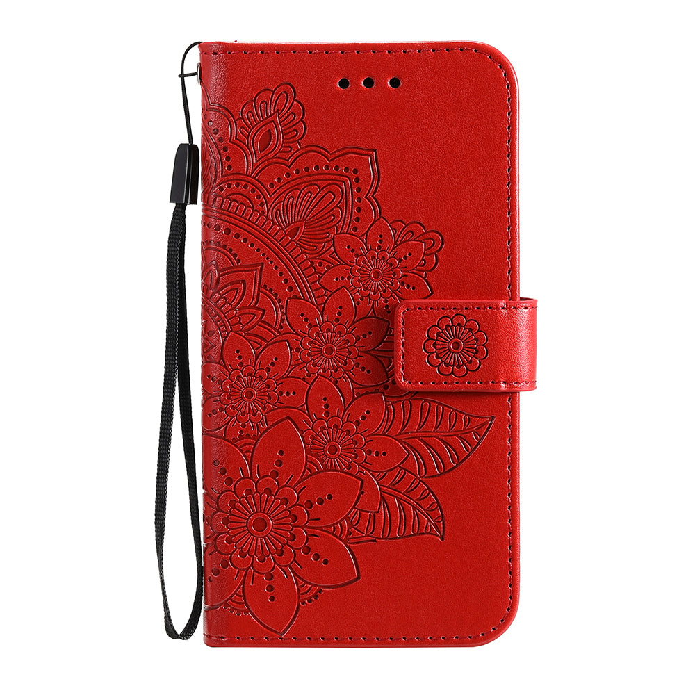 Imprint Flowers Pattern PU Leather Phone Wallet Stand Case with Lanyard for Oppo Find X3 Neo/Reno5 Pro+ 5G