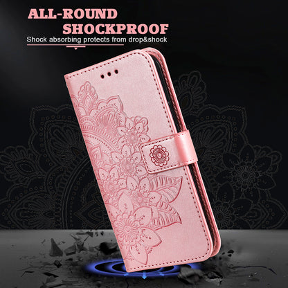 Imprint Flowers Pattern PU Leather Phone Wallet Stand Case with Lanyard for Oppo Find X3 Neo/Reno5 Pro+ 5G