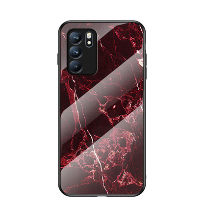 Marbling Pattern Tempered Glass Shock-Proof Cell Phone Cover for Oppo Reno6 5G