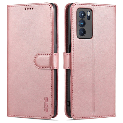 AZNS Well-Selected PU Leather Phone Wallet Case Stand Cover for Oppo Reno6 5G