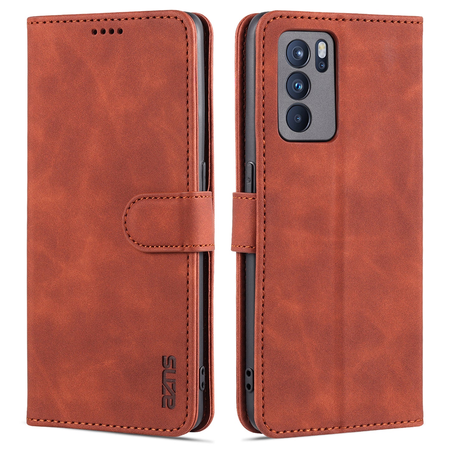 AZNS PU Leather Wallet Stand Case Phone Protective Cover for Oppo Reno6 Pro 5G (MediaTek)