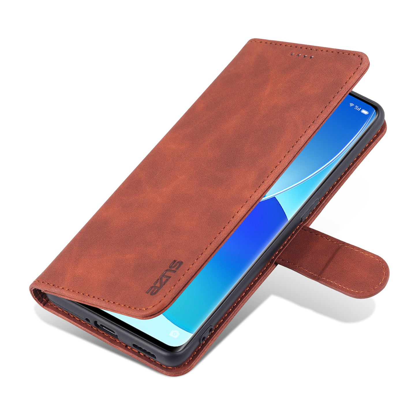 AZNS PU Leather Wallet Stand Case Phone Protective Cover for Oppo Reno6 Pro 5G (MediaTek)