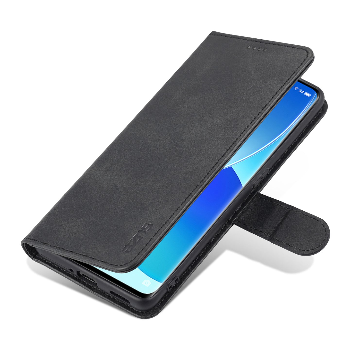 AZNS PU Leather Wallet Stand Case Phone Protective Cover for Oppo Reno6 Pro 5G (MediaTek)