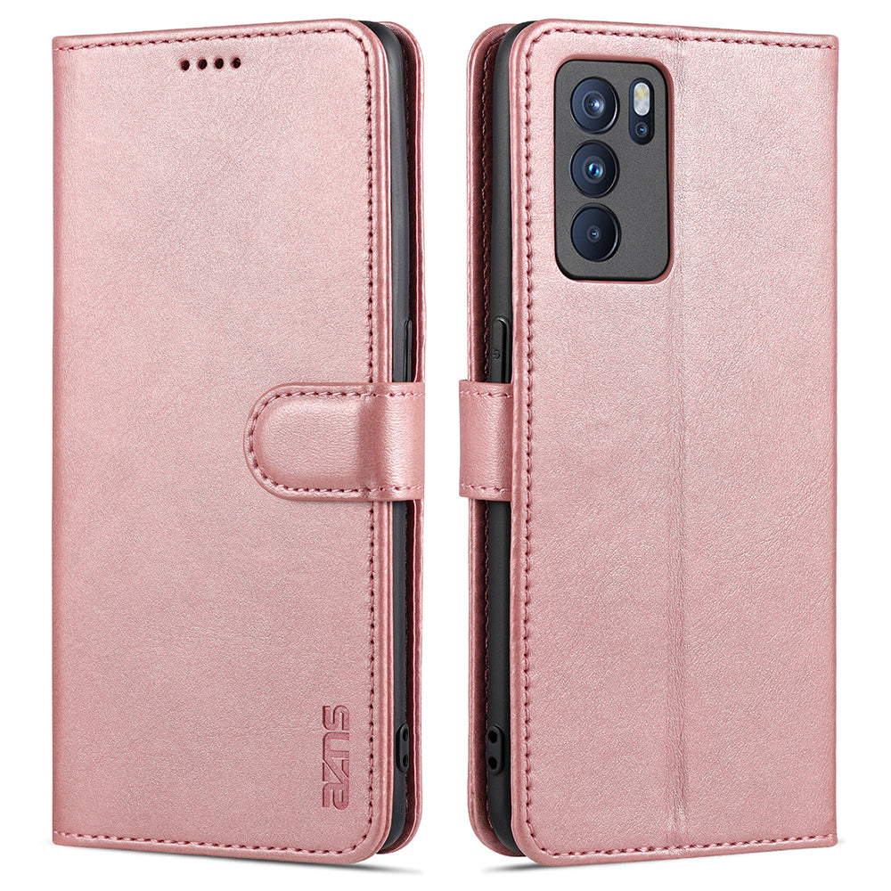 AZNS PU Leather Wallet Stand Case Phone Protective Cover for Oppo Reno6 Pro 5G (MediaTek)