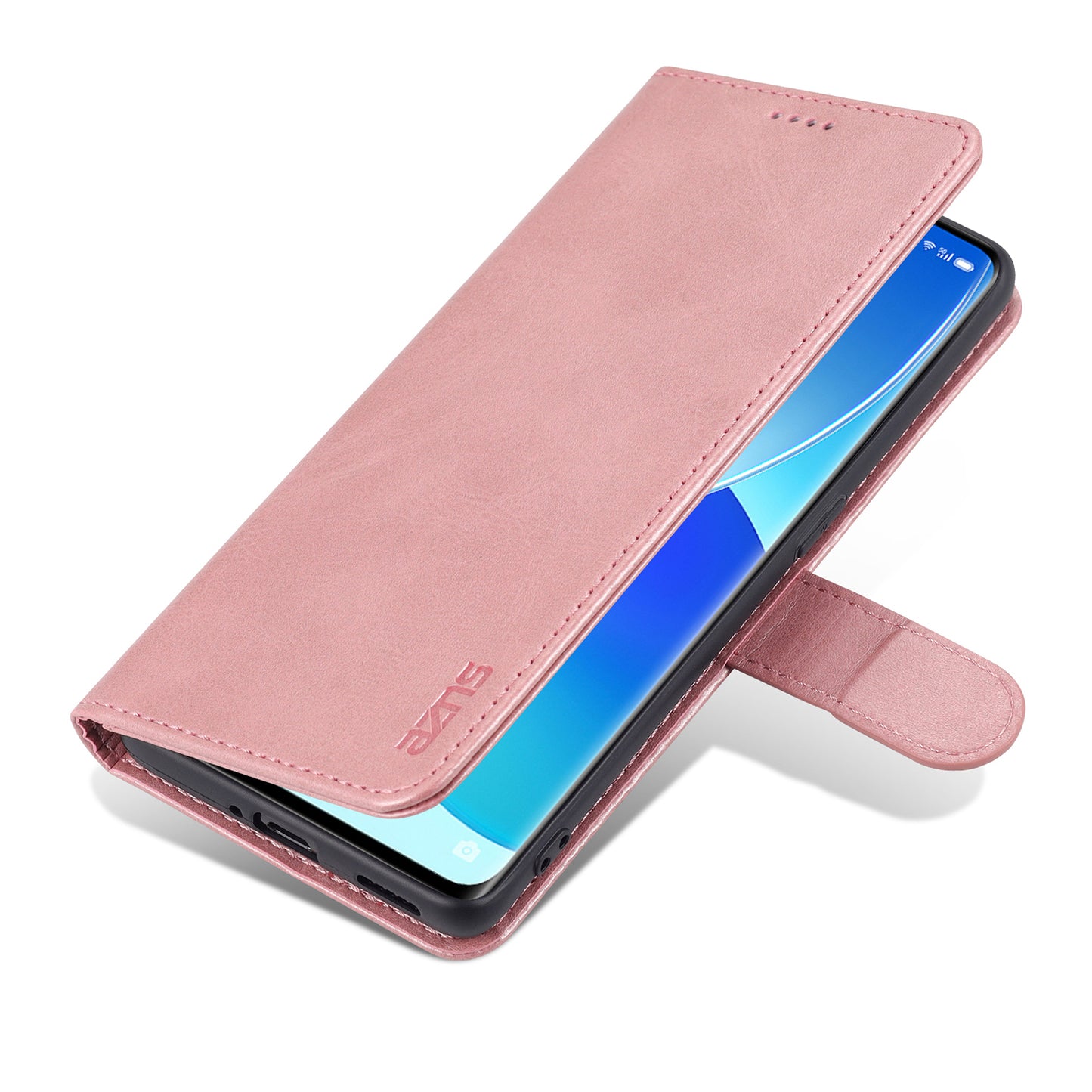 AZNS PU Leather Wallet Stand Case Phone Protective Cover for Oppo Reno6 Pro 5G (MediaTek)