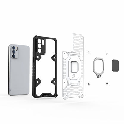 Heavy Duty Protective Dual Layer Hard PC Bumper Soft TPU Hybrid Cover with Ring Holder for Oppo Reno6 5G