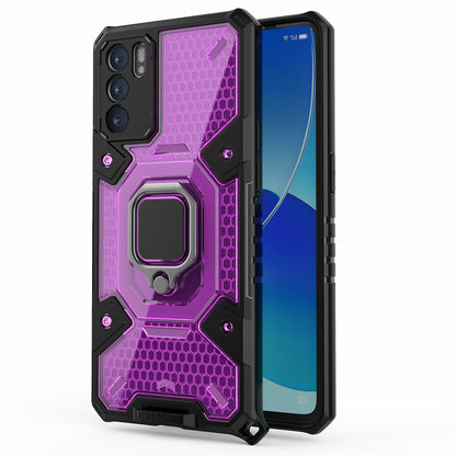 Heavy Duty Protective Dual Layer Hard PC Bumper Soft TPU Hybrid Cover with Ring Holder for Oppo Reno6 5G