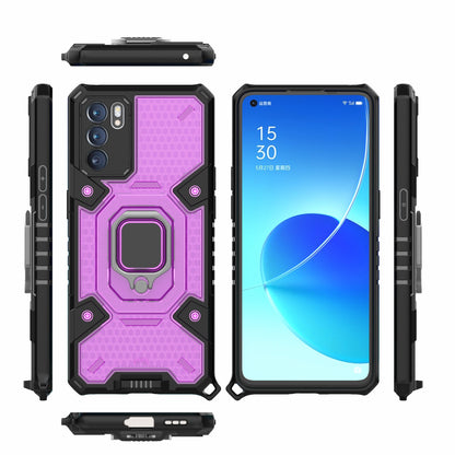 Heavy Duty Protective Dual Layer Hard PC Bumper Soft TPU Hybrid Cover with Ring Holder for Oppo Reno6 5G