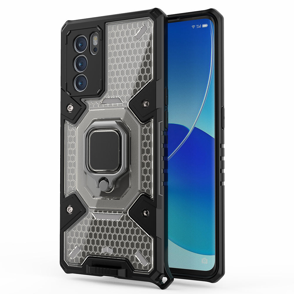 Kickstand Dust-Proof Rugged Dual Layer Hybrid Hard PC Soft TPU Full Body Shockproof Protective Cover for Oppo Reno6 Pro 5G (MediaTek)