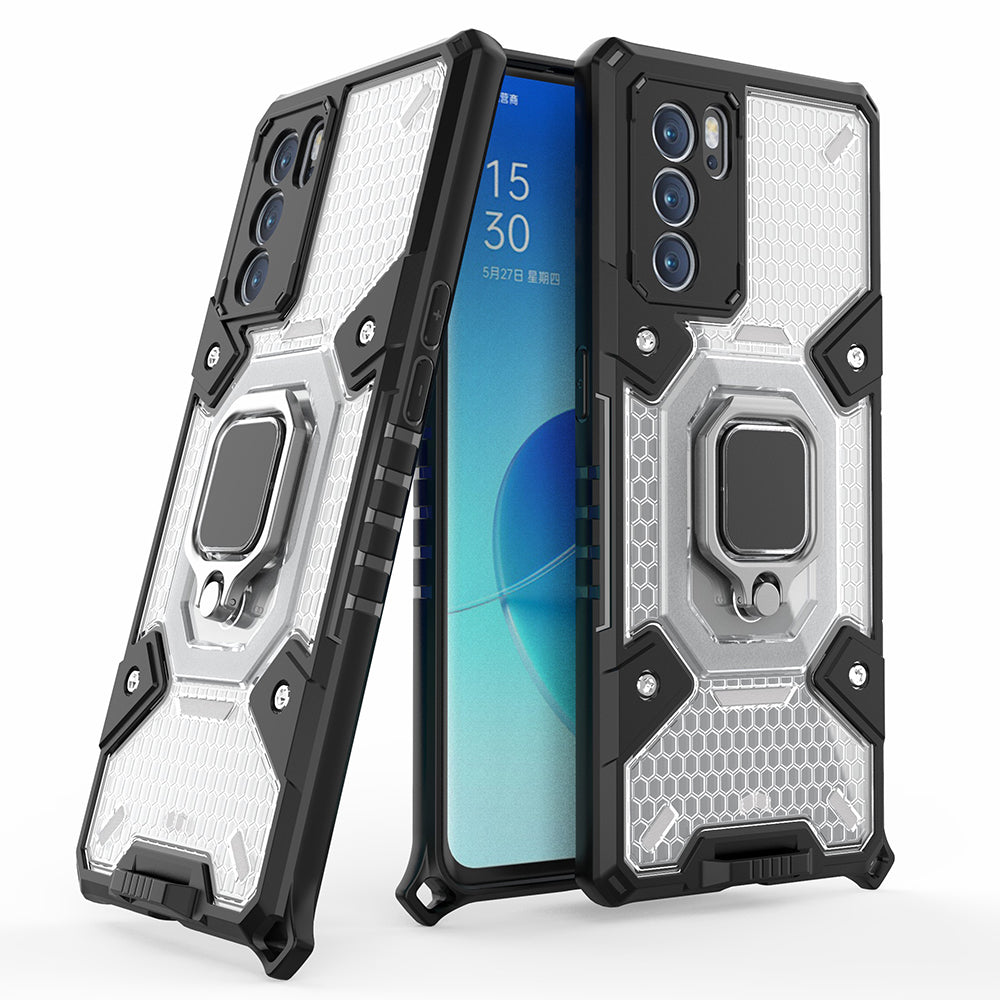 Kickstand Dust-Proof Rugged Dual Layer Hybrid Hard PC Soft TPU Full Body Shockproof Protective Cover for Oppo Reno6 Pro 5G (MediaTek)