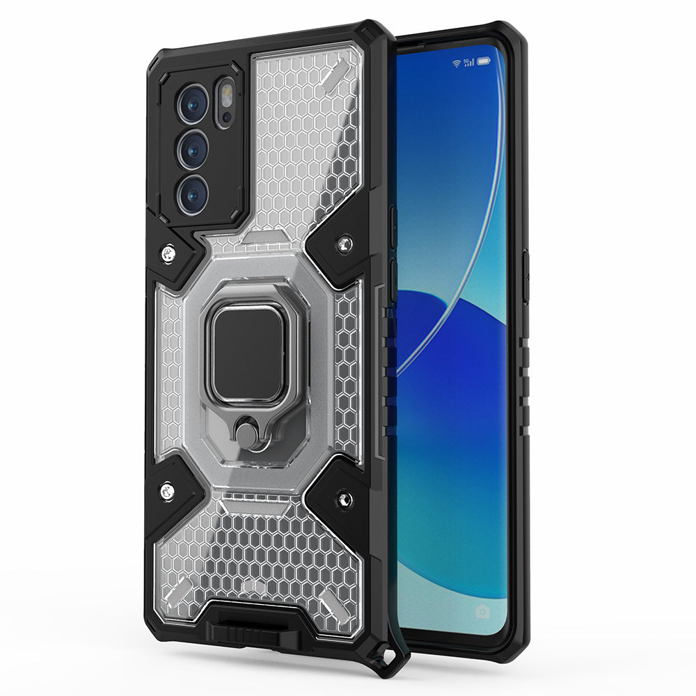 Kickstand Dust-Proof Rugged Dual Layer Hybrid Hard PC Soft TPU Full Body Shockproof Protective Cover for Oppo Reno6 Pro 5G (MediaTek)