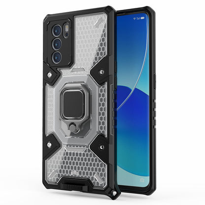 Kickstand Dust-Proof Rugged Dual Layer Hybrid Hard PC Soft TPU Full Body Shockproof Protective Cover for Oppo Reno6 Pro 5G (MediaTek)