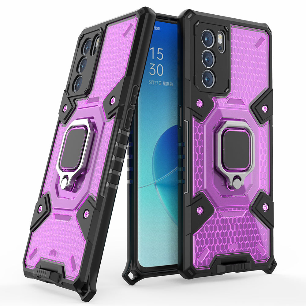 Kickstand Dust-Proof Rugged Dual Layer Hybrid Hard PC Soft TPU Full Body Shockproof Protective Cover for Oppo Reno6 Pro 5G (MediaTek)