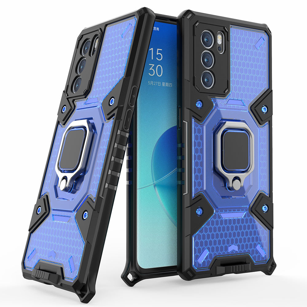 Kickstand Dust-Proof Rugged Dual Layer Hybrid Hard PC Soft TPU Full Body Shockproof Protective Cover for Oppo Reno6 Pro 5G (MediaTek)