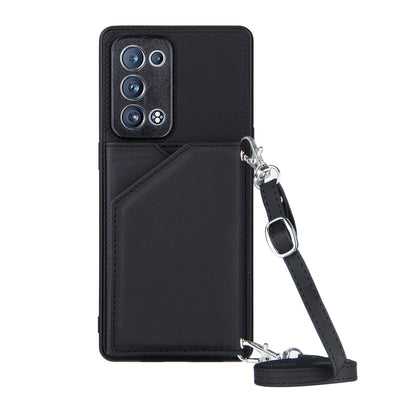 Leather Phone Stand Case Back Card Slots Design Cover with Shoulder Strap for Oppo Reno6 Pro+ 5G/Pro 5G (Snapdragon)