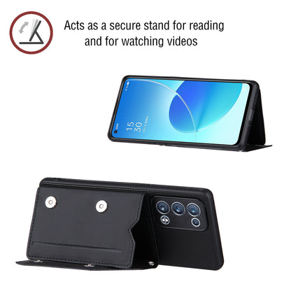 Leather Phone Stand Case Back Card Slots Design Cover with Shoulder Strap for Oppo Reno6 Pro+ 5G/Pro 5G (Snapdragon)