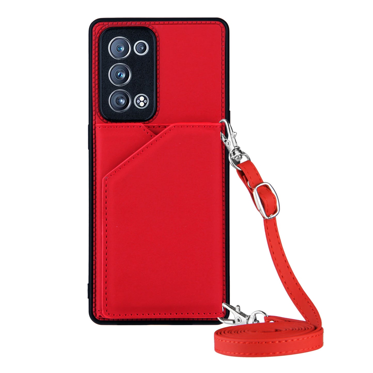 Leather Phone Stand Case Back Card Slots Design Cover with Shoulder Strap for Oppo Reno6 Pro+ 5G/Pro 5G (Snapdragon)