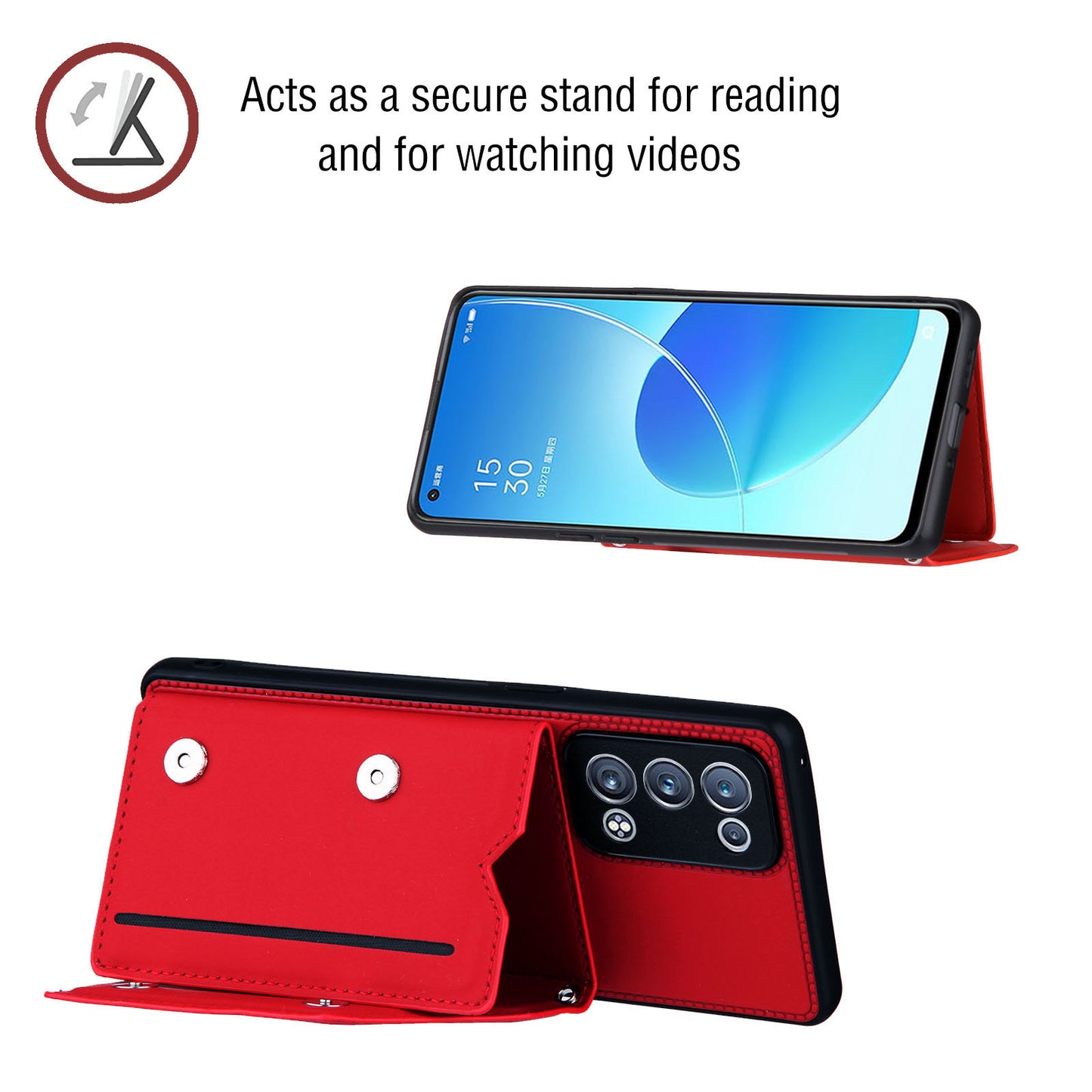 Leather Phone Stand Case Back Card Slots Design Cover with Shoulder Strap for Oppo Reno6 Pro+ 5G/Pro 5G (Snapdragon)