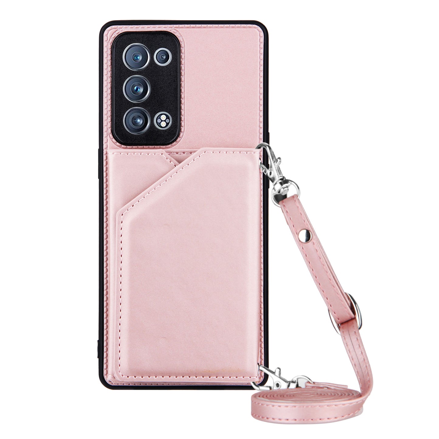 Leather Phone Stand Case Back Card Slots Design Cover with Shoulder Strap for Oppo Reno6 Pro+ 5G/Pro 5G (Snapdragon)