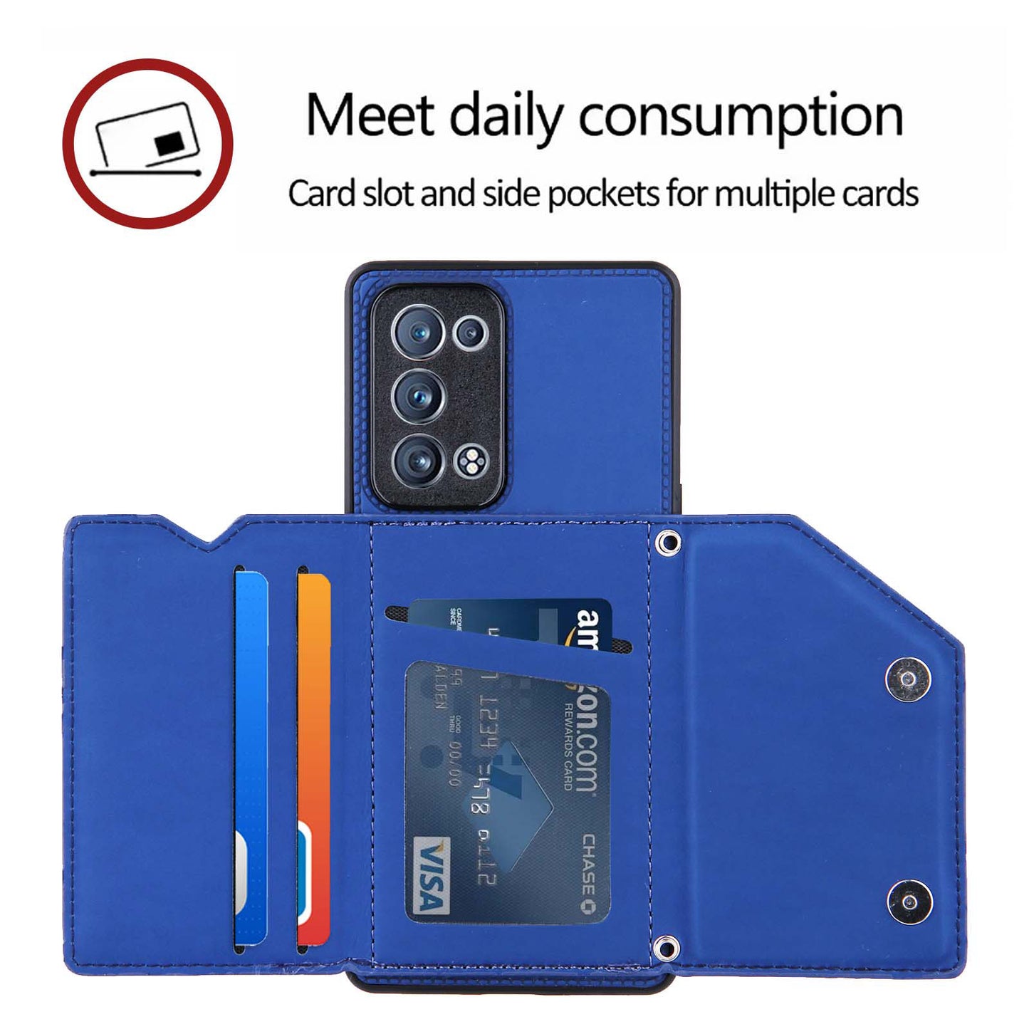 Leather Phone Stand Case Back Card Slots Design Cover with Shoulder Strap for Oppo Reno6 Pro+ 5G/Pro 5G (Snapdragon)