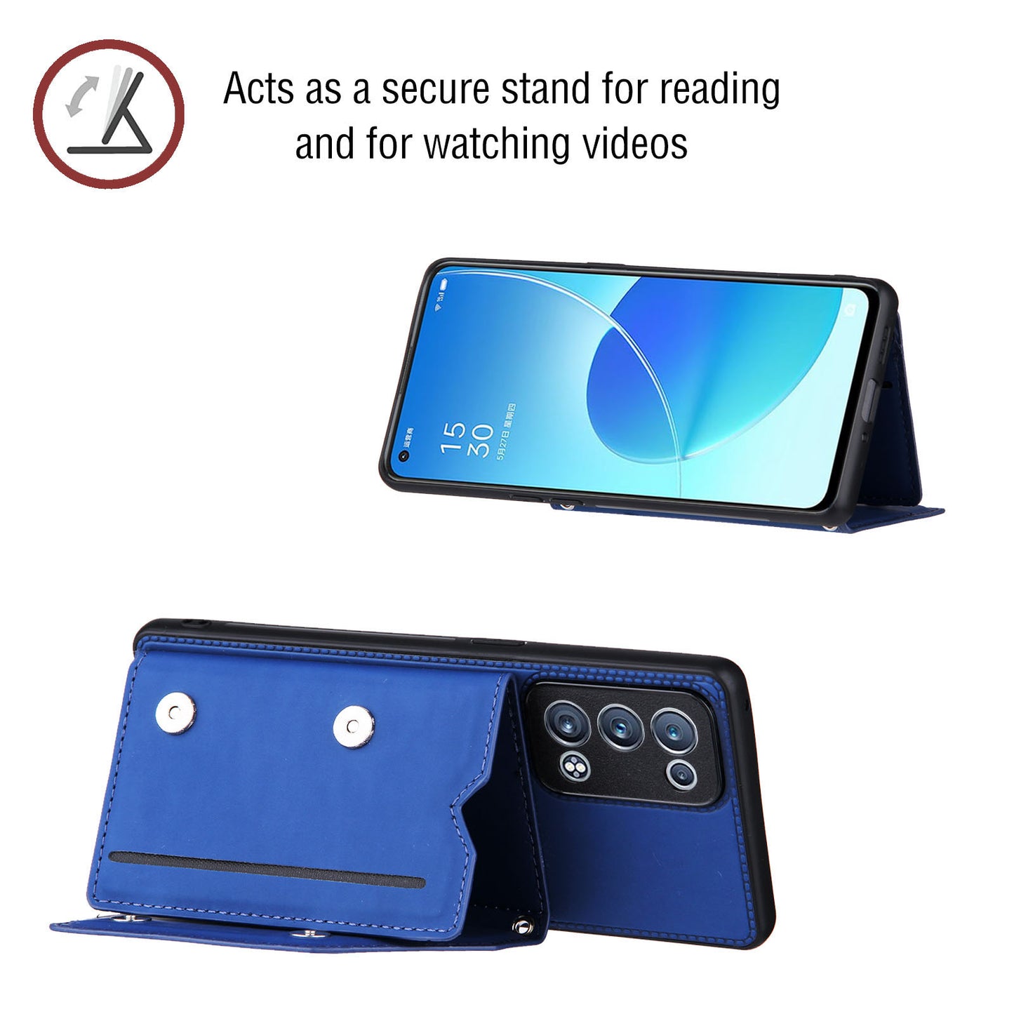 Leather Phone Stand Case Back Card Slots Design Cover with Shoulder Strap for Oppo Reno6 Pro+ 5G/Pro 5G (Snapdragon)