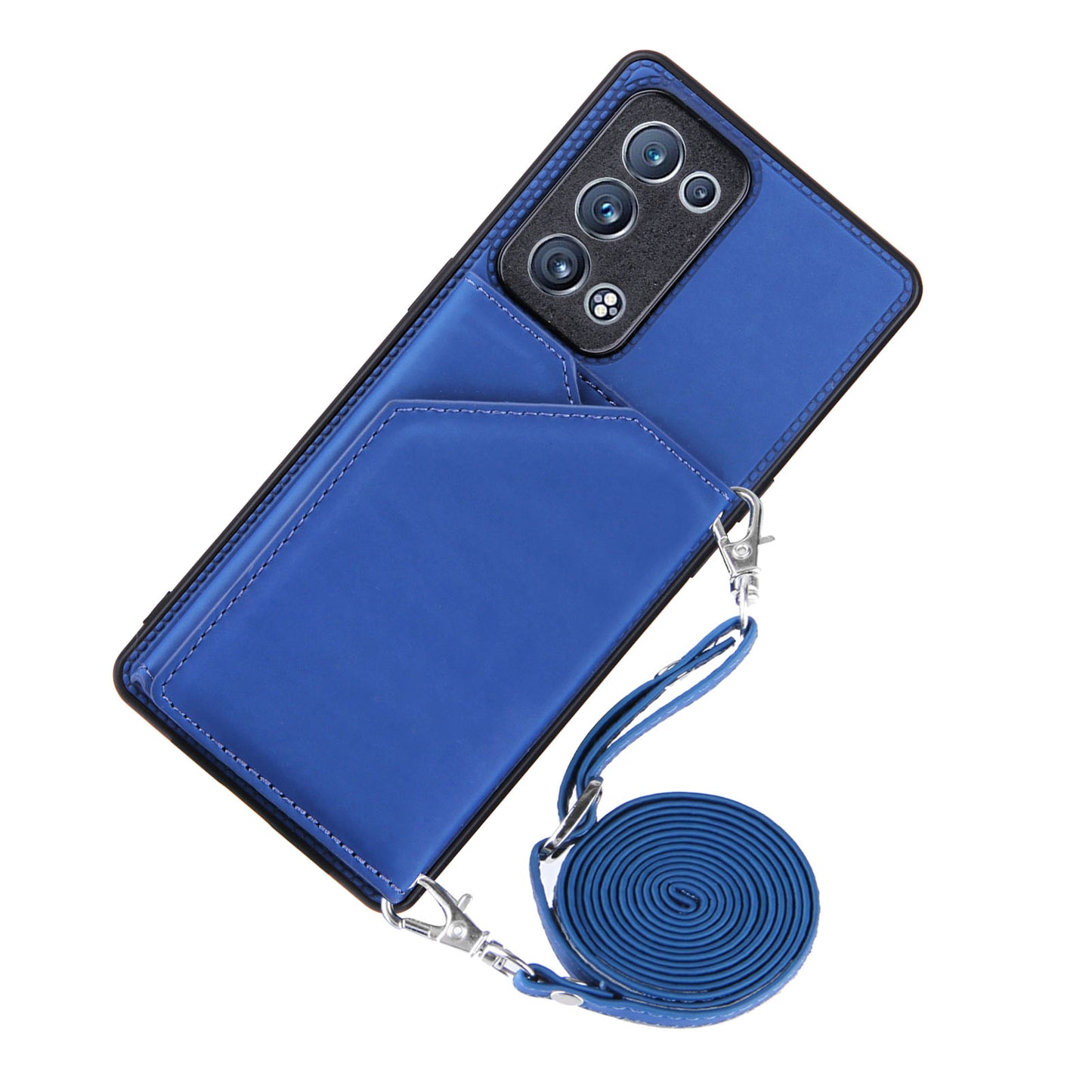 Leather Phone Stand Case Back Card Slots Design Cover with Shoulder Strap for Oppo Reno6 Pro+ 5G/Pro 5G (Snapdragon)