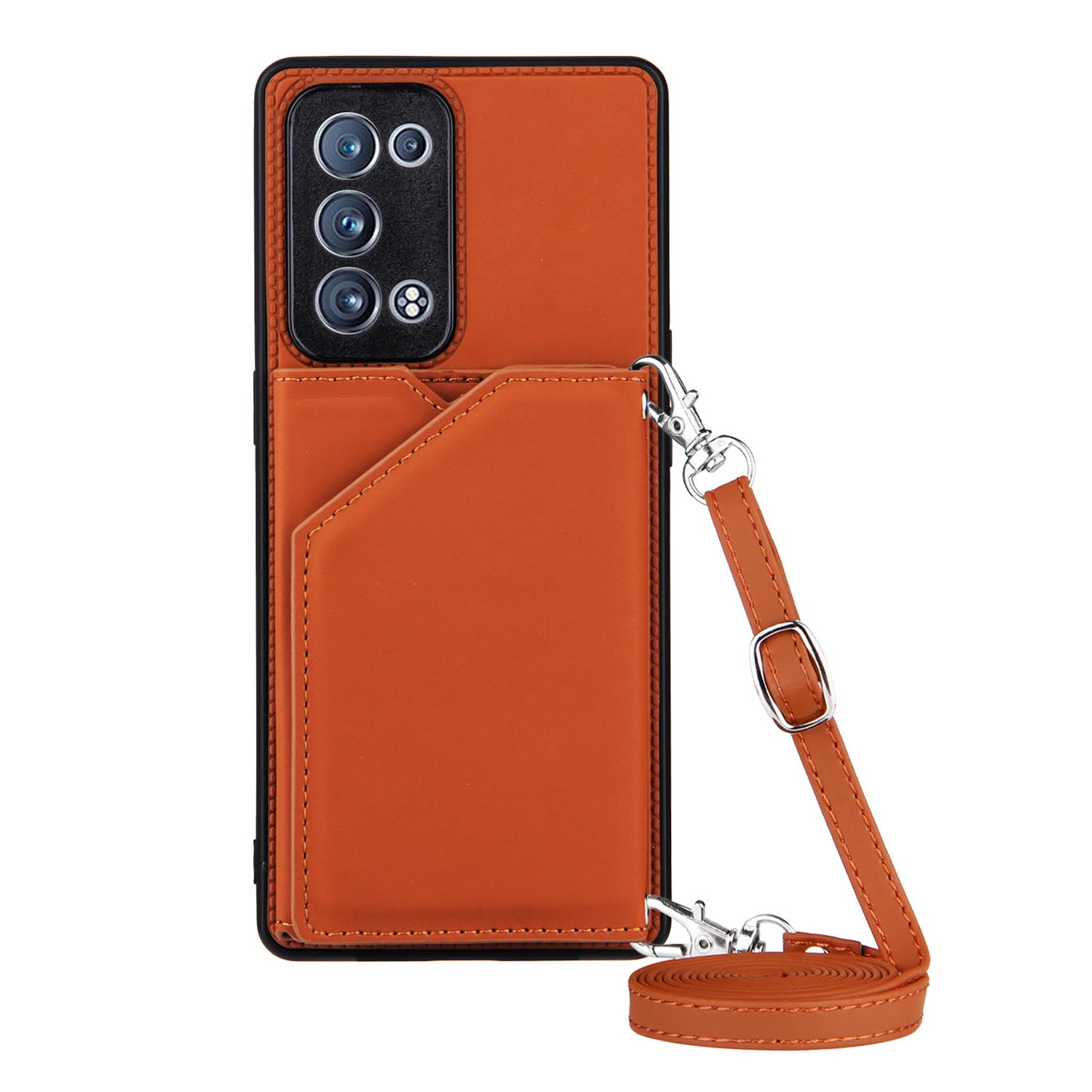 Leather Phone Stand Case Back Card Slots Design Cover with Shoulder Strap for Oppo Reno6 Pro+ 5G/Pro 5G (Snapdragon)