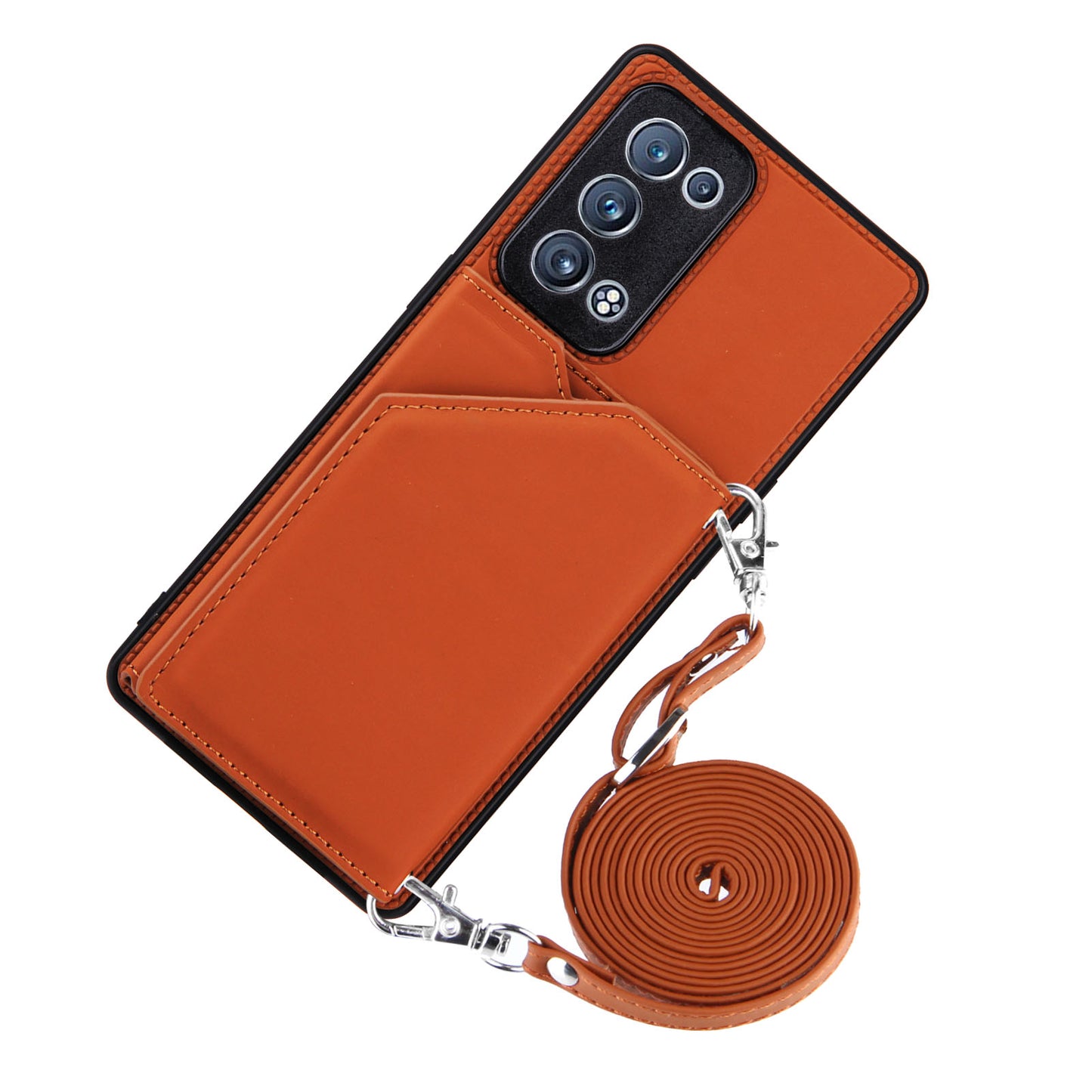 Leather Phone Stand Case Back Card Slots Design Cover with Shoulder Strap for Oppo Reno6 Pro+ 5G/Pro 5G (Snapdragon)