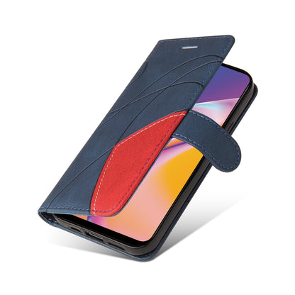 KT Leather Series-1 Bi-color Splicing Design for Oppo A94 / A94 5G / F19 Pro / A95 5G, Skin Touch Feeling PU Leather Wallet Case Flip Cover with Wrist Strap