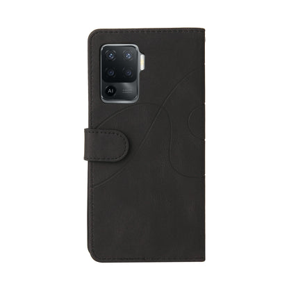 KT Leather Series-1 Bi-color Splicing Design for Oppo A94 / A94 5G / F19 Pro / A95 5G, Skin Touch Feeling PU Leather Wallet Case Flip Cover with Wrist Strap