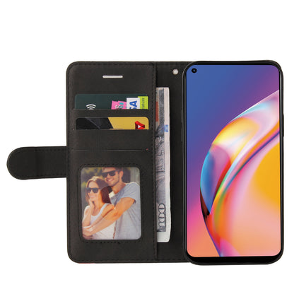 KT Leather Series-1 Bi-color Splicing Design for Oppo A94 / A94 5G / F19 Pro / A95 5G, Skin Touch Feeling PU Leather Wallet Case Flip Cover with Wrist Strap