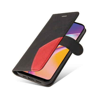 KT Leather Series-1 Bi-color Splicing Design for Oppo A94 / A94 5G / F19 Pro / A95 5G, Skin Touch Feeling PU Leather Wallet Case Flip Cover with Wrist Strap