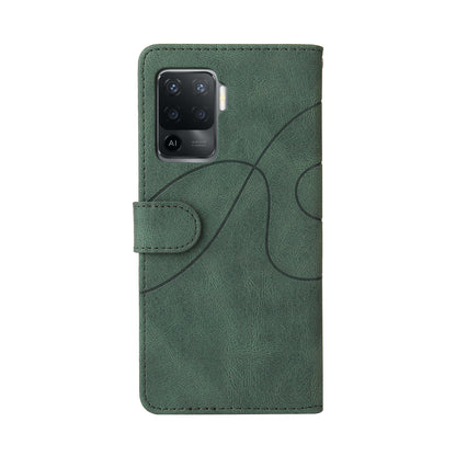 KT Leather Series-1 Bi-color Splicing Design for Oppo A94 / A94 5G / F19 Pro / A95 5G, Skin Touch Feeling PU Leather Wallet Case Flip Cover with Wrist Strap