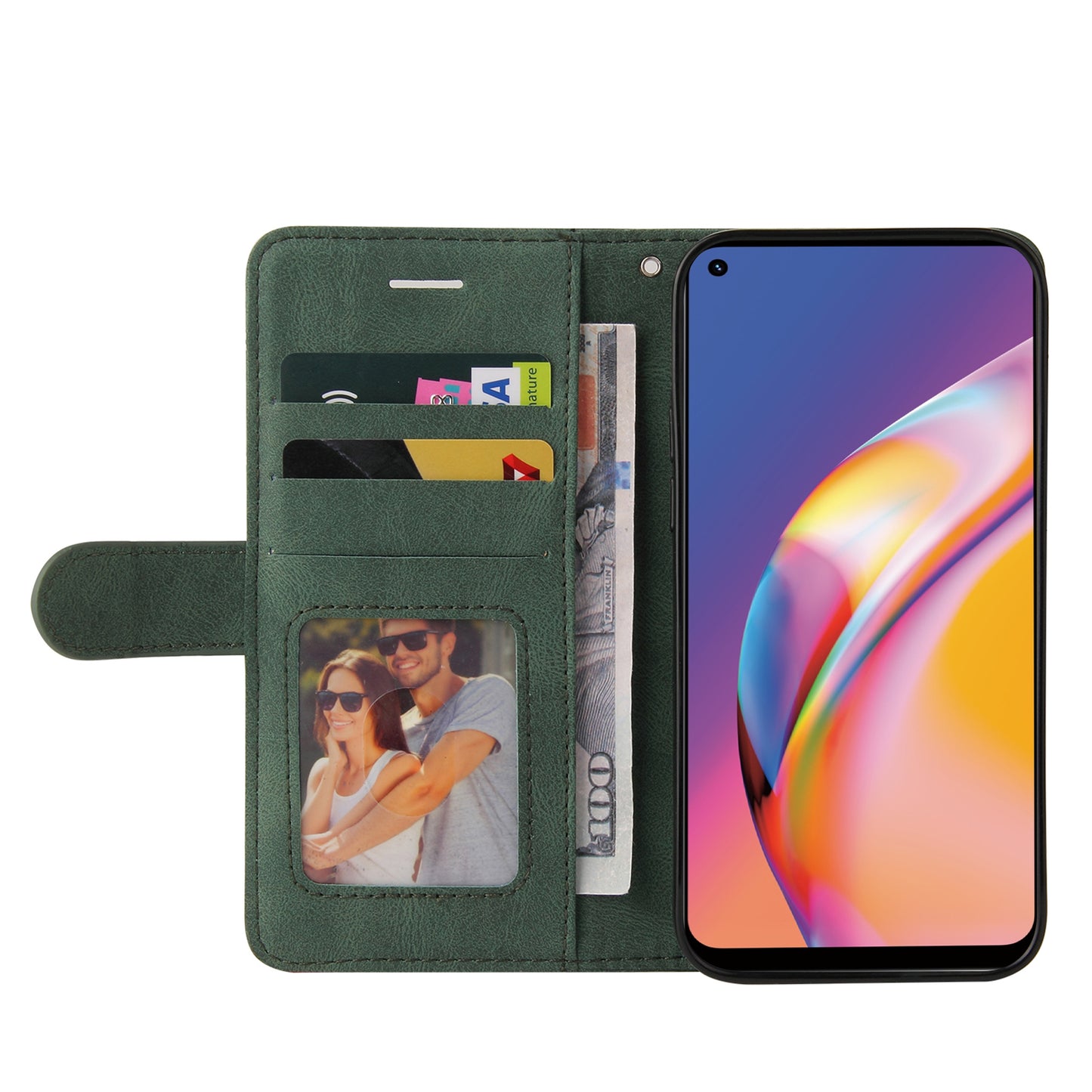 KT Leather Series-1 Bi-color Splicing Design for Oppo A94 / A94 5G / F19 Pro / A95 5G, Skin Touch Feeling PU Leather Wallet Case Flip Cover with Wrist Strap