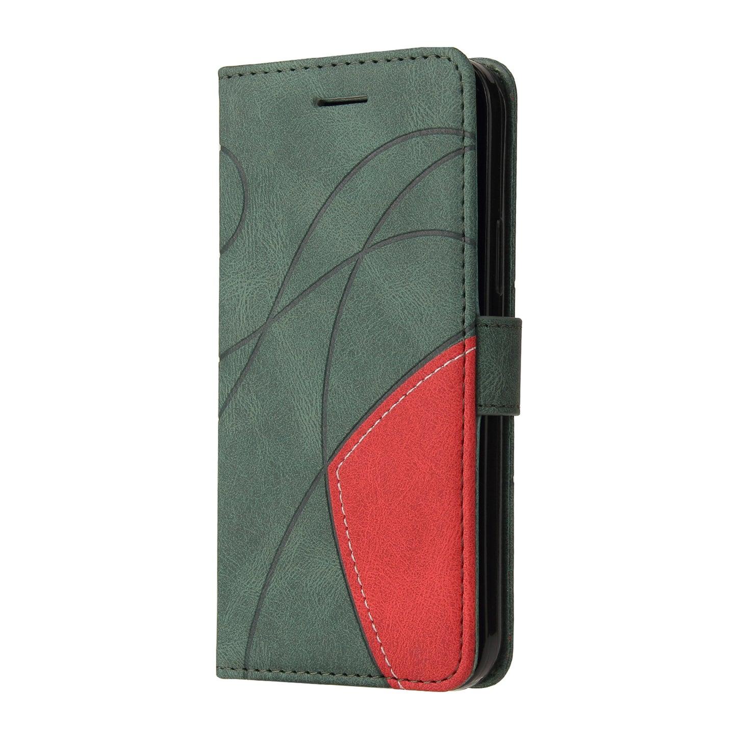 KT Leather Series-1 Bi-color Splicing Design for Oppo A94 / A94 5G / F19 Pro / A95 5G, Skin Touch Feeling PU Leather Wallet Case Flip Cover with Wrist Strap