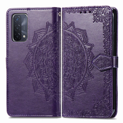 Mandala Flower Embossment Imprinting Full Protection Leather Wallet Stand Design Phone Shell for Oppo A54 5G