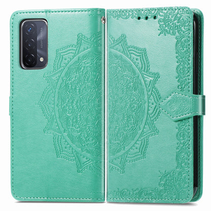 Mandala Flower Embossment Imprinting Full Protection Leather Wallet Stand Design Phone Shell for Oppo A54 5G