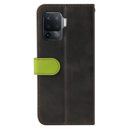 Two-Color Stitching Business Style Flip Magnetic Stand PU Leather Wallet Case for Oppo A94 / F19 Pro / Reno5 F / Reno5 Lite